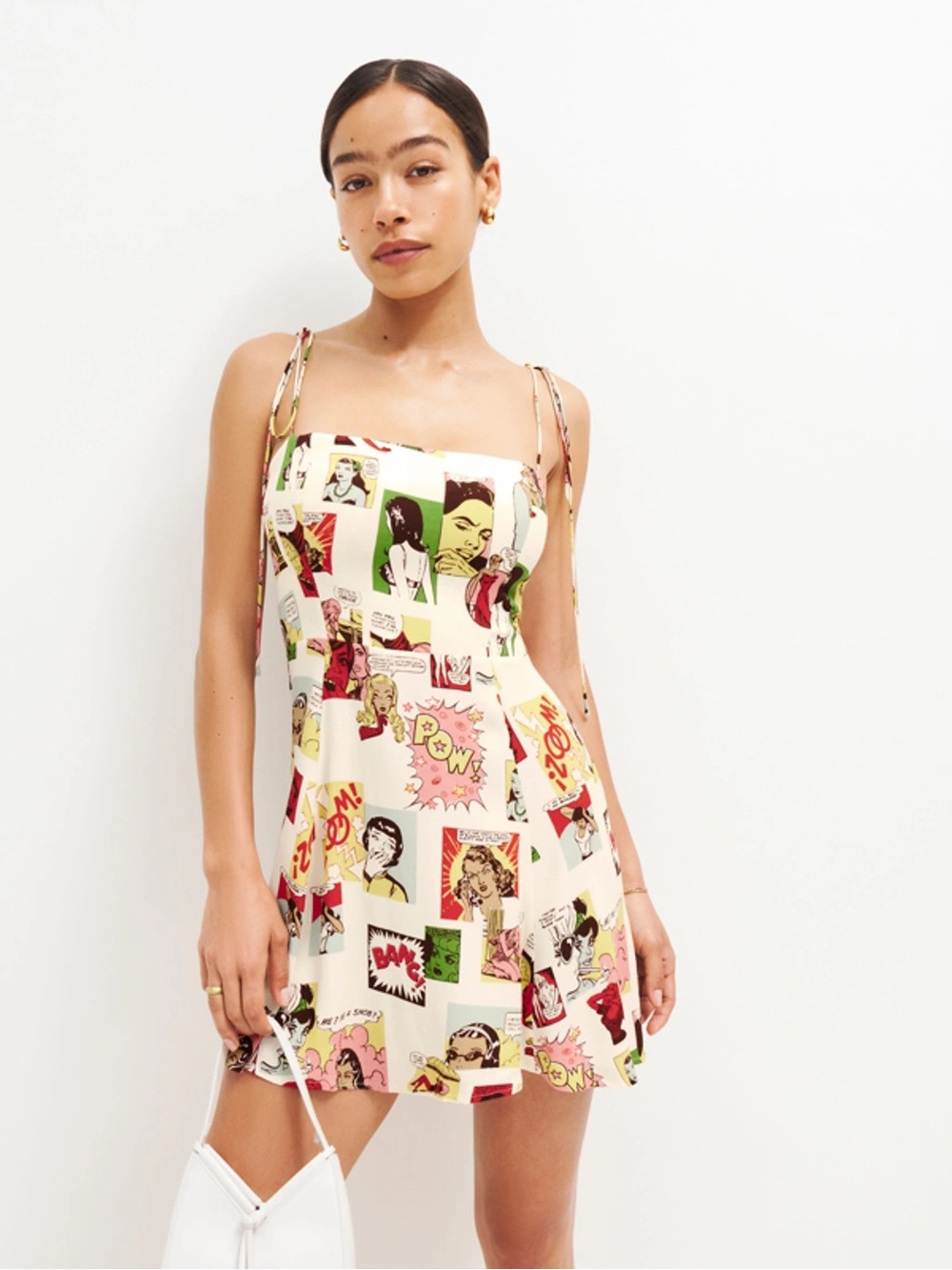 Reformation Presley Linen Comic Book Print Dress Size 4 NWOT